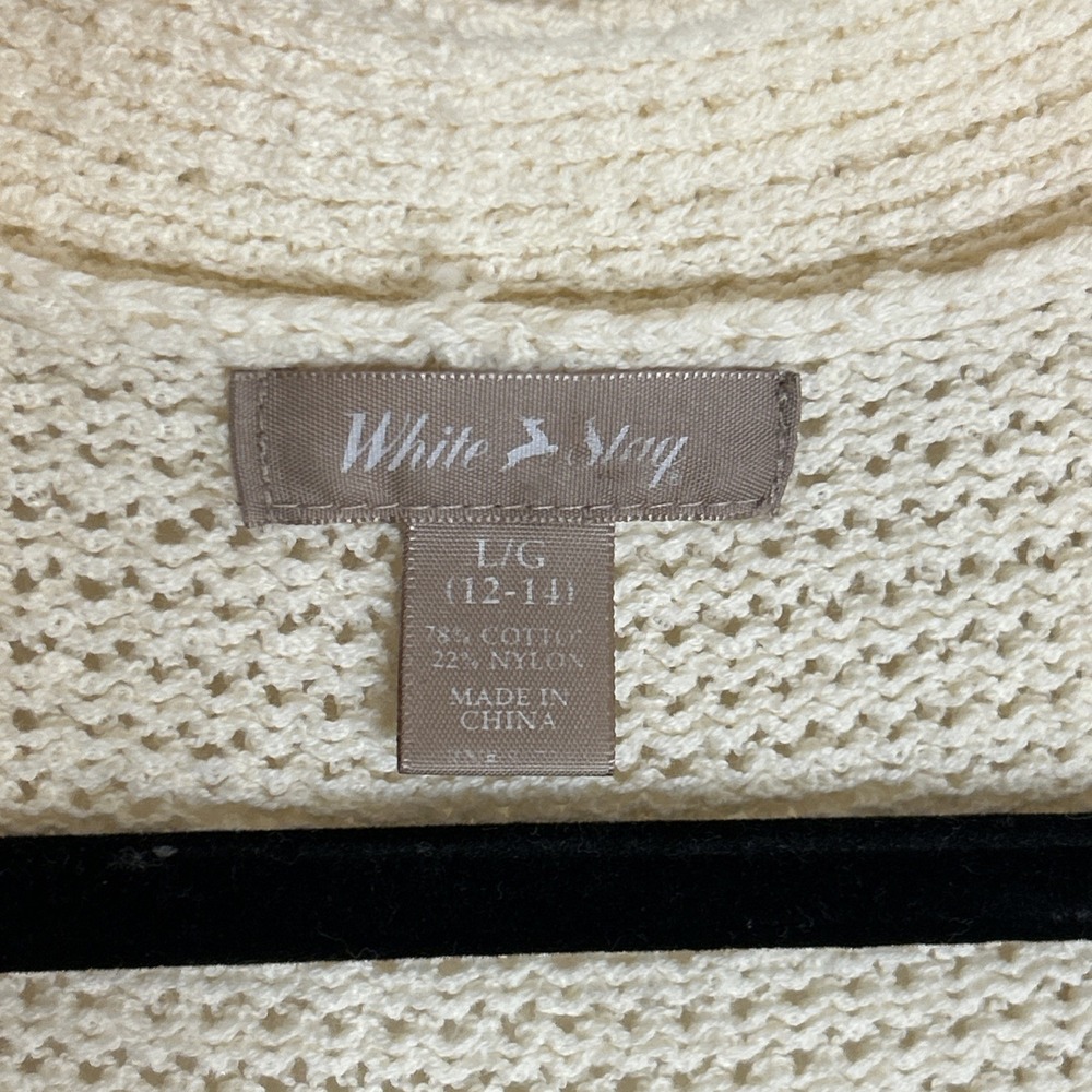 White Stag Womens Short Sleeve Knit Cardigan Ivory V-Neck Single Button - Picture 4 of 9